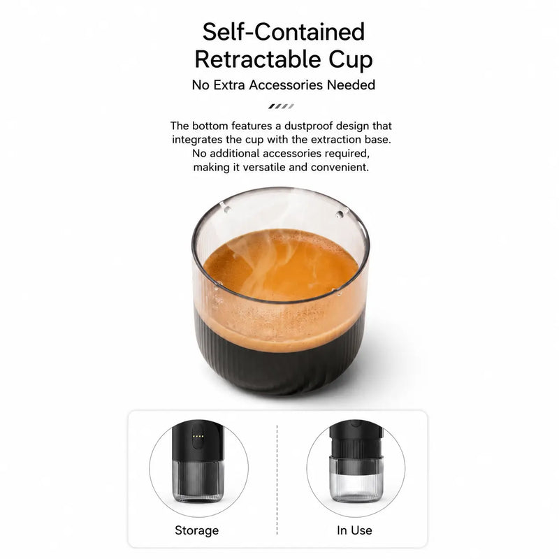 手提式埃斯佩索製造器 51mm 2- in-1 地面 & Capsule Black: 便攜式可收回杯