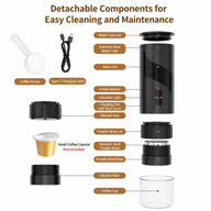 手提式 Espresso 製造器 51mm 2- in-1 地面 & Capsule Black: 可移植拆卸部件