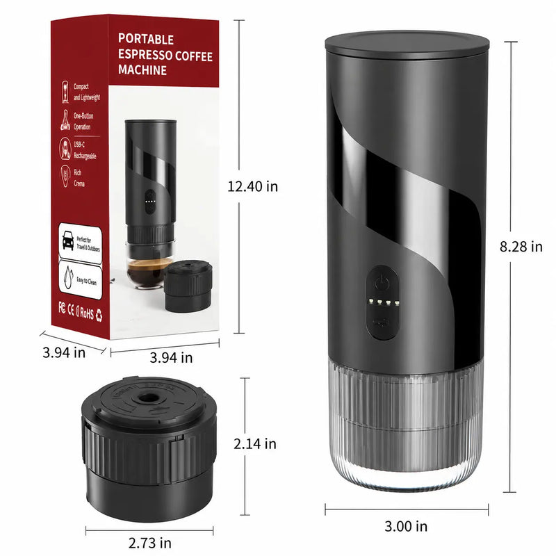手提式埃斯佩索製造器 51mm 2- in-1 地面 & Capsule Black: 便攜式尺寸容器