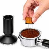 Yozcoffee 53mm 二合一義式填壓器與 WDT 布粉器｜不鏽鋼黑色
