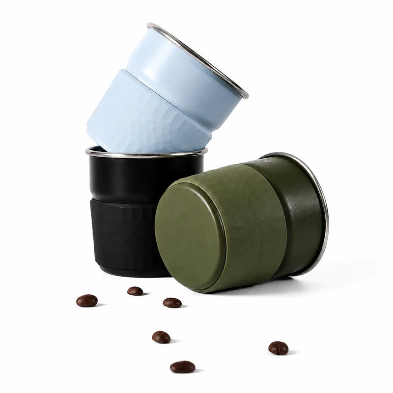 300毫升 與硅酮袖子隔離的咖啡杯: yozcoffee 304 不鏽鋼隔熱咖啡杯 300毫升/04 便攜式
