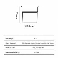 300毫升 與硅酮袖子隔離的咖啡杯: yozcoffee 304不鏽鋼隔熱咖啡杯 300毫升06尺寸