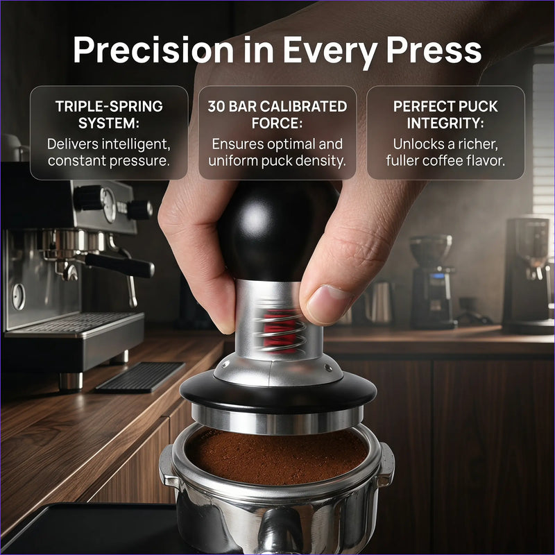 Espresso Tamper 58mm 鋁合金衝擊設計: 持續的壓迫提取