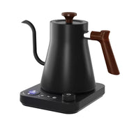 電力高森克 Kettle 0.9L 304 無汙鐵: yozcoffee 電動Gooseneck 水壺 09l 可變的 溫度 02 黑色前方