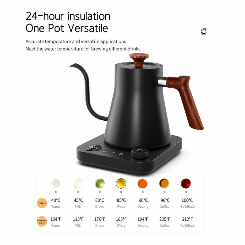 電力高森克 Kettle 0.9L 304 無汙鐵: yozcoffee 電動Gooseneck 水壺 09l 可變的溫度 03 黑色 9l