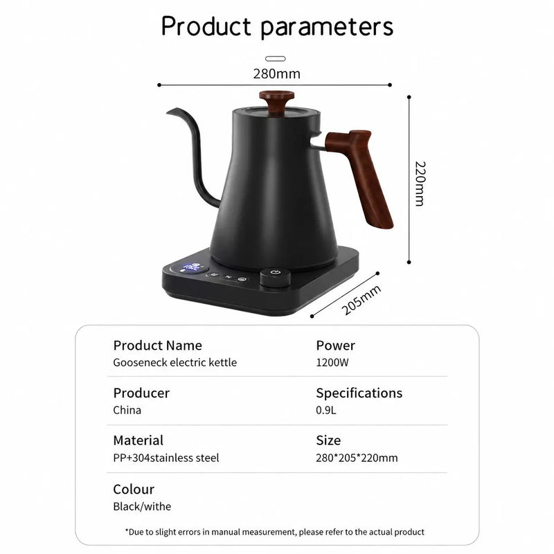 電力高森克 Kettle 0.9L 304 無汙鐵: yozcoffee 電力Gooseneck 水壺 09l 可變的溫度 07 9l