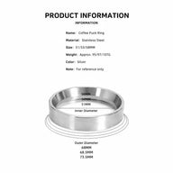 Espresso Dosing漏斗 51/53/58毫米磁性不鏽鋼:尺寸圖 51mm 53mm 58mm