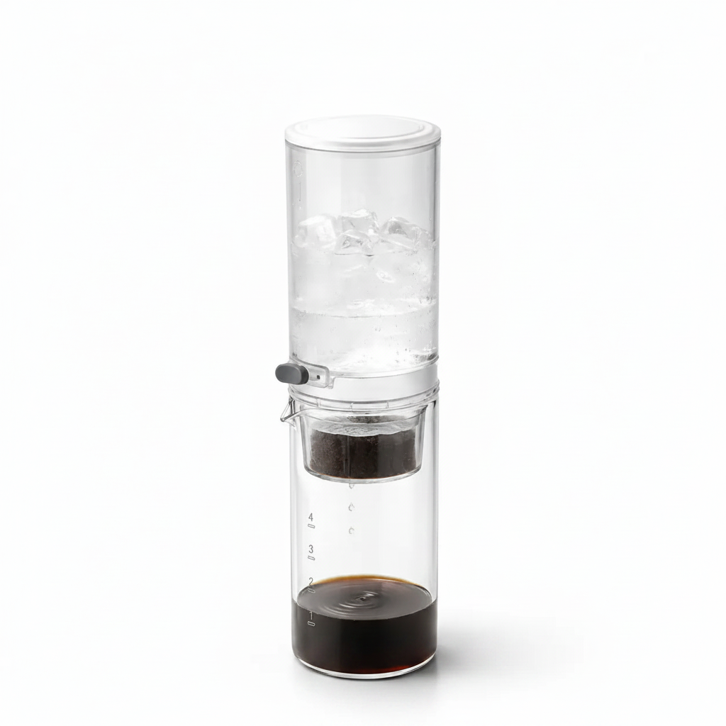 Manual ice drip coffee maker with adjustable flow control