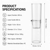 Manual ice drip coffee maker dimensions and specifications