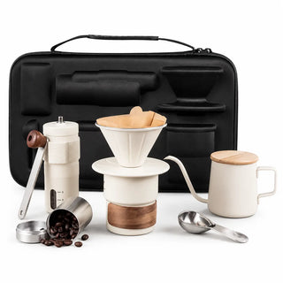 6-Piece Portable Pour-Over Coffee Set with Manual Grinder &: hero product shot