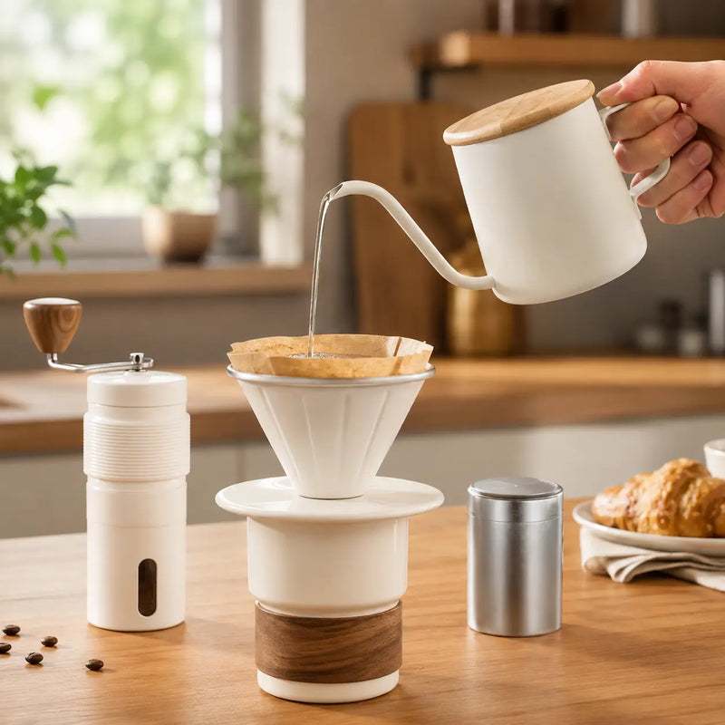 6- Piece 手動裝飾的可移植的 Pour- Over 咖啡套件 &: 家用釀造