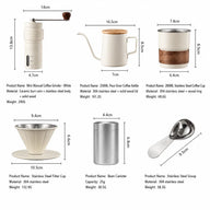 6- Piece 手動印記式可移植的 Pour- Over 咖啡套件( &: 規格印記)