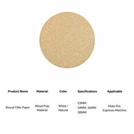 Moka Pot咖啡濾波器文件 53-58mm Wood Pulp 100-Pack: Spec卡