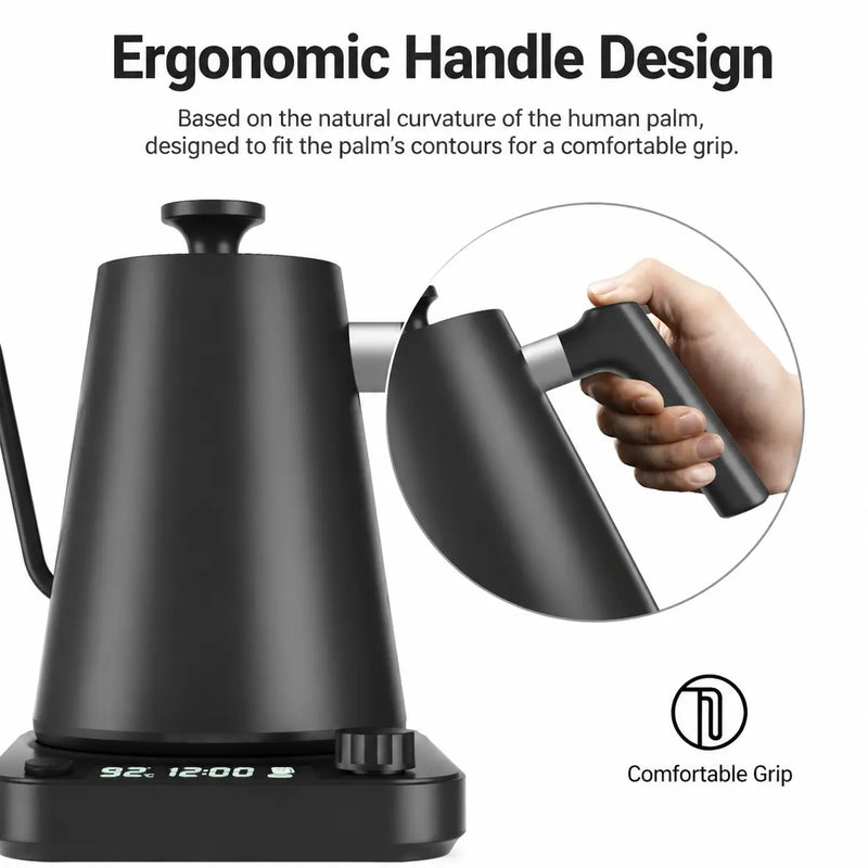 智能電子 Gooseneck Kettle, 0. 9L±1°C 控制: 溫度人工